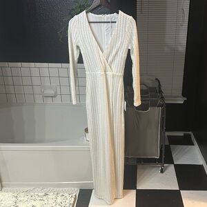 Lulu's white long sleeve sequin dress